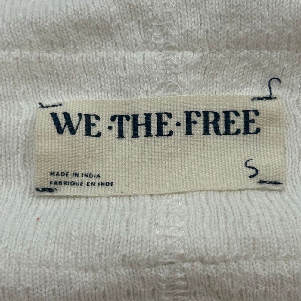 Free People We The Free White Waffle Knit Thermal Top Size S Boho - Picture 4 of 5